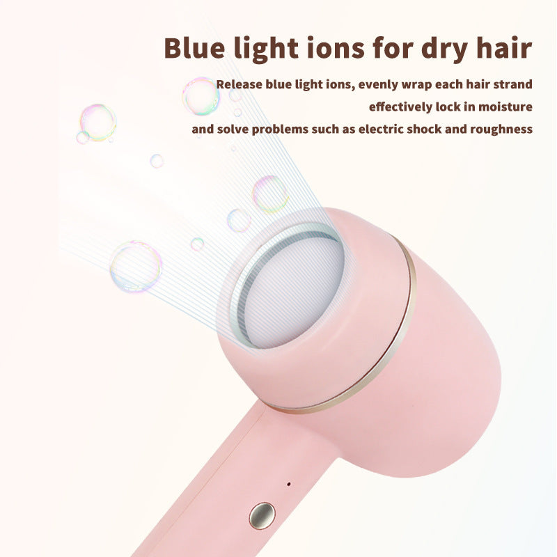 Portable Cold And Hot Air Leafless Negative Ion Household Volumizer Hammer Hair Dryer With Low Noise Fast Drying For Home&amp;Travel