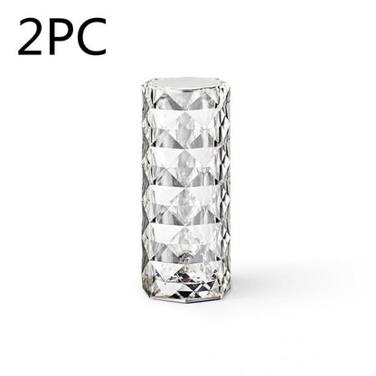 Nordic Crystal Lamp USB Table Lamps Bedroom Touch Dimming Atmosphere Diamond Night Light Rose Projector Lamp Decor