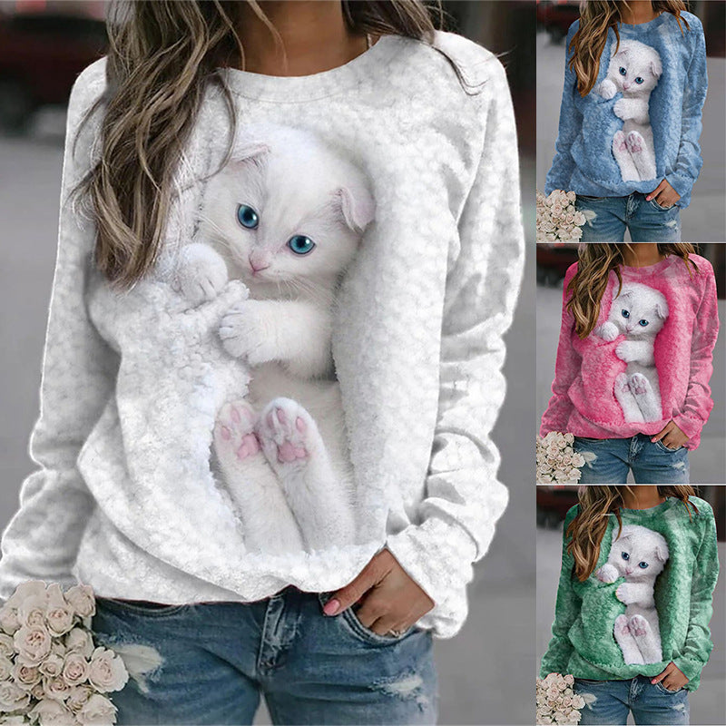 Fashion Loose Print Round Neck Sweater