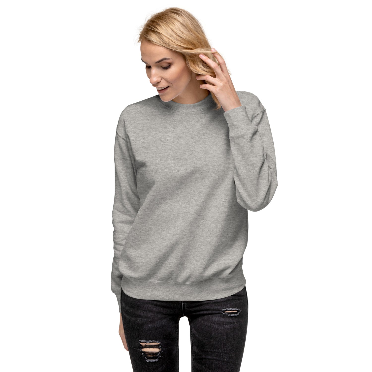 Unisex Premium Sweatshirt.100% cotton face. Fabric weight: 8.5 oz/y² (288.2 g/m²).