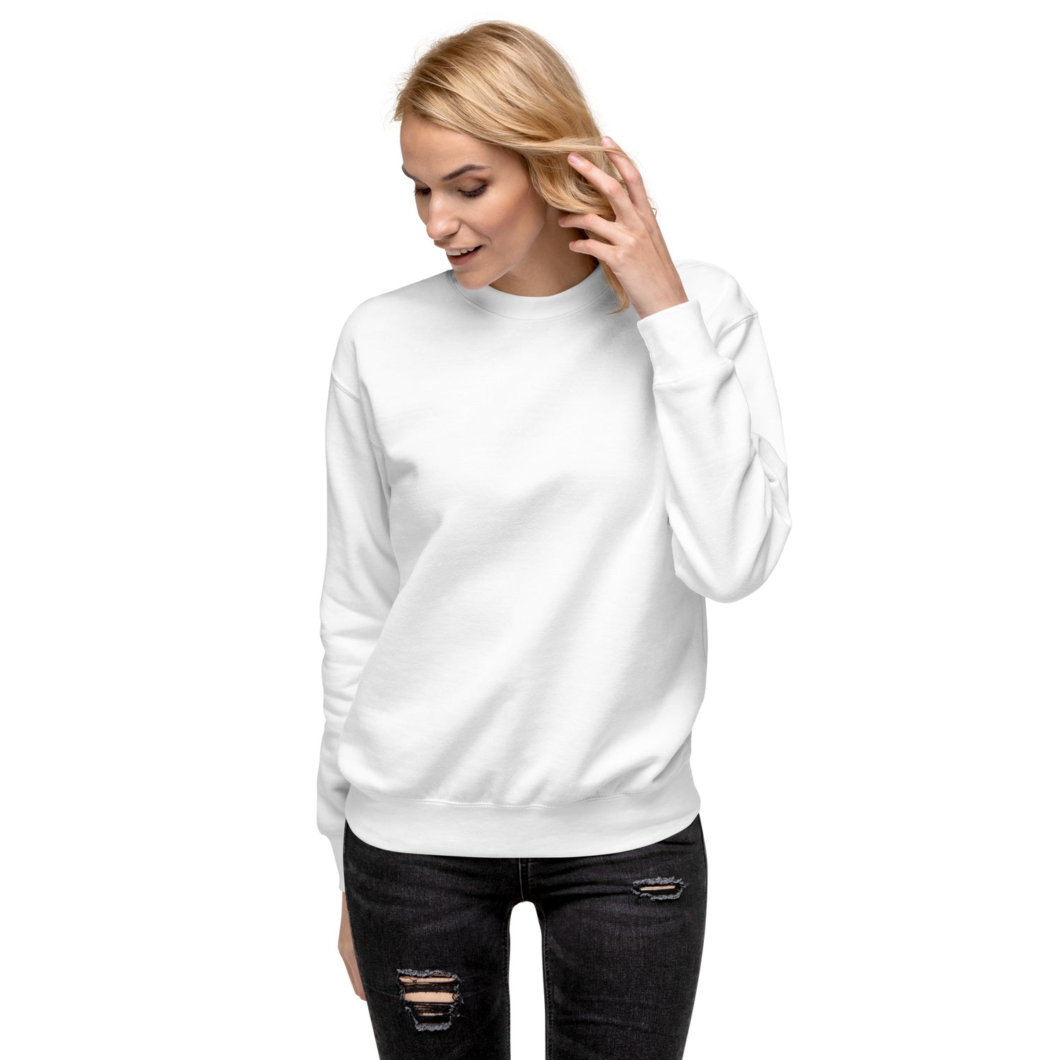 Unisex Premium Sweatshirt.100% cotton face. Fabric weight: 8.5 oz/y² (288.2 g/m²).